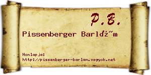 Pissenberger Barlám névjegykártya